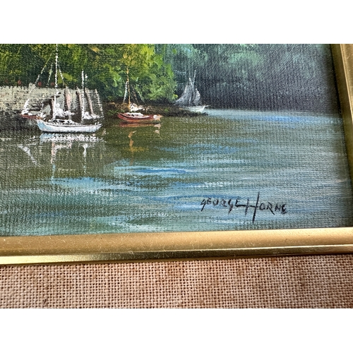 781 - George Horne Oil Painting 'Greenaway by Dittisham on the Dart River, Devon.