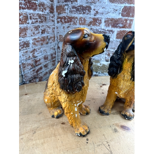 514 - Pair of Large Cast Plaster Mid Century Cocker Spaniel Figures