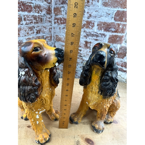 514 - Pair of Large Cast Plaster Mid Century Cocker Spaniel Figures