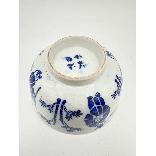 702 - Vintage Chinese Blue & White Bowl with Four Character Mark to the base