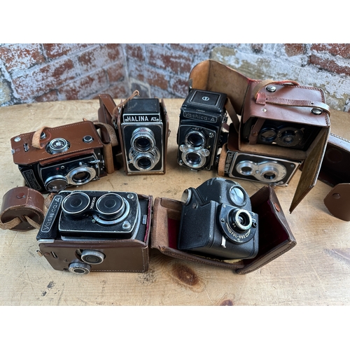 747 - A Rolleicord VA model 2 6x6 120 medium format TLR camera w/ Xenar 75mm f3.5 lens, Halina , Yashica a... 