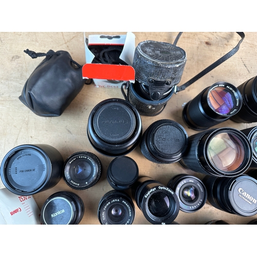 753 - Large Collection of SLR Lenses inc. Canon, Konica, Vivitar, Sigma, Olympus etc.