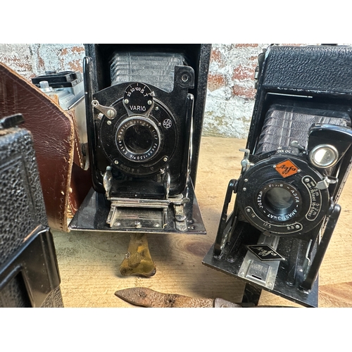 758 - Various Bellowes Type Cameras and Other items inc. Voigtlander, Hawkette, Eumig etc.