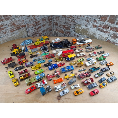 284 - Box of Playworn Diecast Cars and Vehicles including Matchbox and Corgi