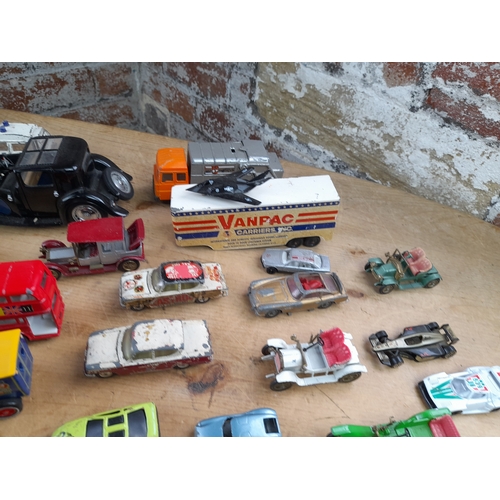 284 - Box of Playworn Diecast Cars and Vehicles including Matchbox and Corgi