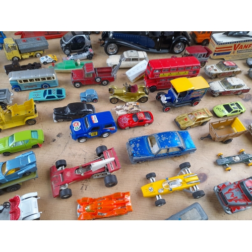 284 - Box of Playworn Diecast Cars and Vehicles including Matchbox and Corgi