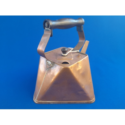 474 - Arts & Crafts Square/Triangular Copper Kettle in the Style of Christopher Dresser - c1910, approx 19... 