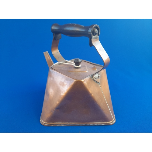 474 - Arts & Crafts Square/Triangular Copper Kettle in the Style of Christopher Dresser - c1910, approx 19... 