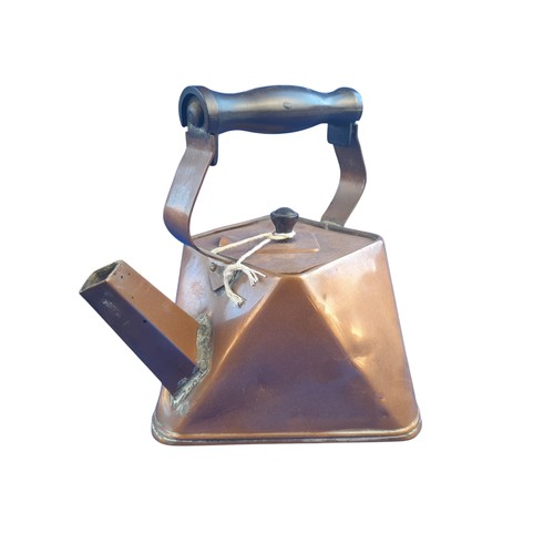 474 - Arts & Crafts Square/Triangular Copper Kettle in the Style of Christopher Dresser - c1910, approx 19... 