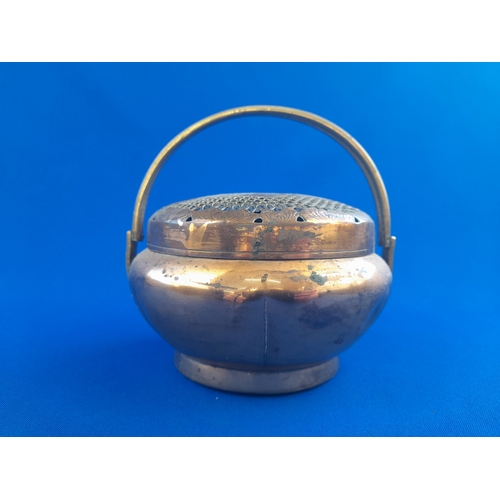 476 - Copper and Brass Incense Burner - possibly Tibetan, 14.5cm diameter