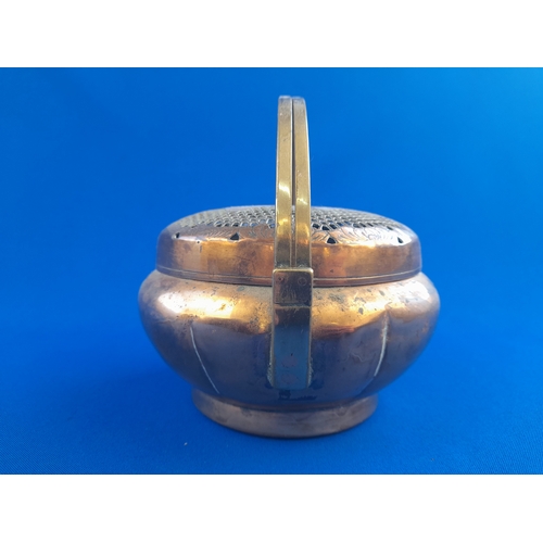 476 - Copper and Brass Incense Burner - possibly Tibetan, 14.5cm diameter