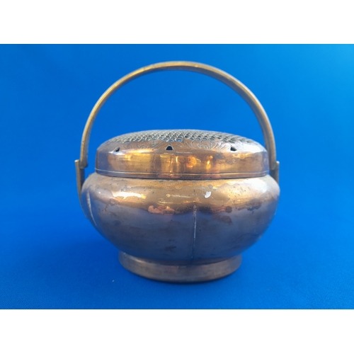 476 - Copper and Brass Incense Burner - possibly Tibetan, 14.5cm diameter