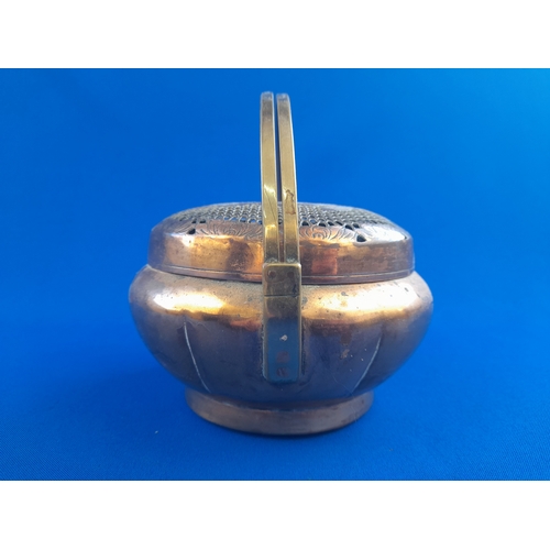 476 - Copper and Brass Incense Burner - possibly Tibetan, 14.5cm diameter