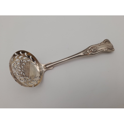 13 - London 1858 Sterling Silver Strainer Ladle - Emmanuel Brothers (Harry), 53.4g...