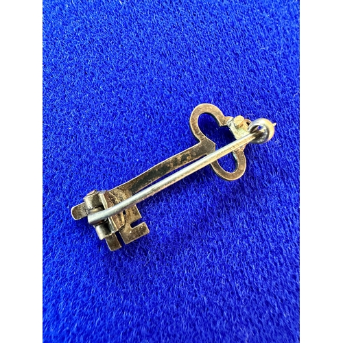 18 - Whit Metal & Enamel Swastika Good Luck Symbol Key Brooch in fitted Case. A Lea of Aberdare, establis...