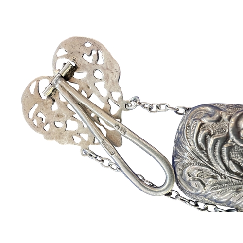 28 - Hallmarked Silver Spectacle Case on Chatelaine Buckle, London 1898 by Cornelius Desormeaux Saunders ...