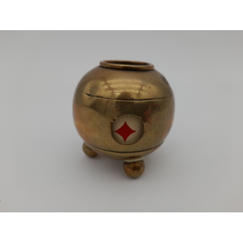 461 - Brass Bridge Marker/Match Holder - rotates to display suit, 7cm tall