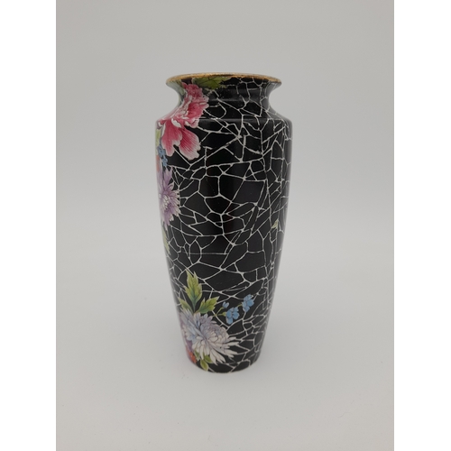 693 - Art Deco Black Cloisonne Shelley Vase - circa 1910s, 15.5cm tall