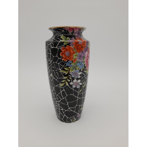 693 - Art Deco Black Cloisonne Shelley Vase - circa 1910s, 15.5cm tall