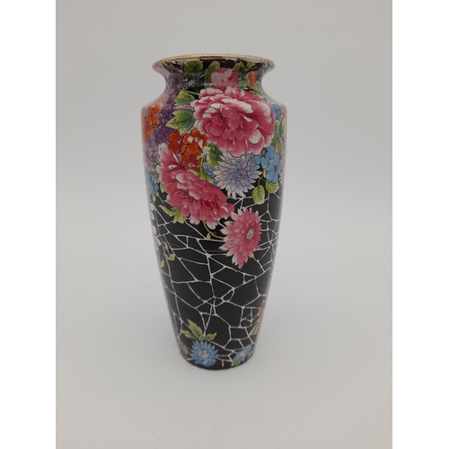 693 - Art Deco Black Cloisonne Shelley Vase - circa 1910s, 15.5cm tall