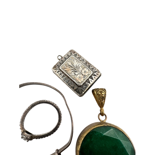 2 - Antique Pendant & Locket with Silver Childs Bangle & Ring...