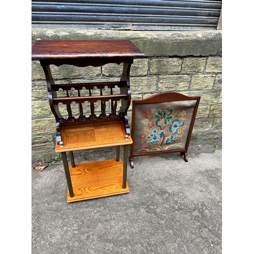 999 - Two Side tables & Needlework Firescreen