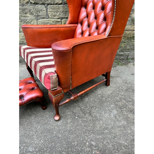 1001 - Red Chesterfield Wingback Chair