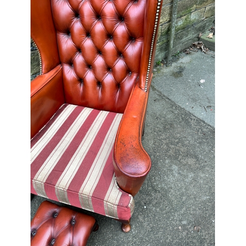 1001 - Red Chesterfield Wingback Chair