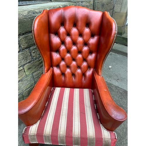 1001 - Red Chesterfield Wingback Chair