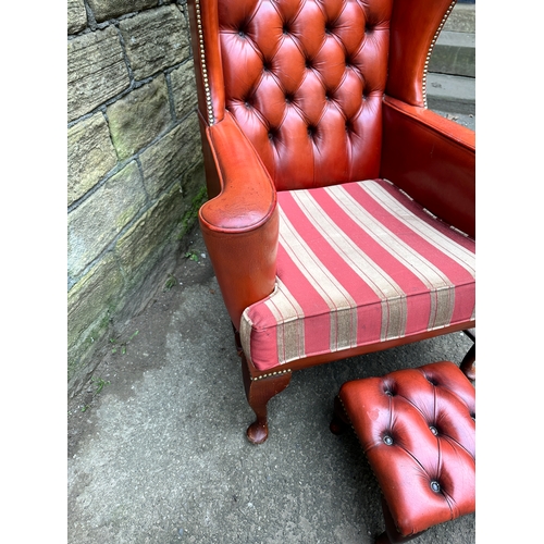 1001 - Red Chesterfield Wingback Chair