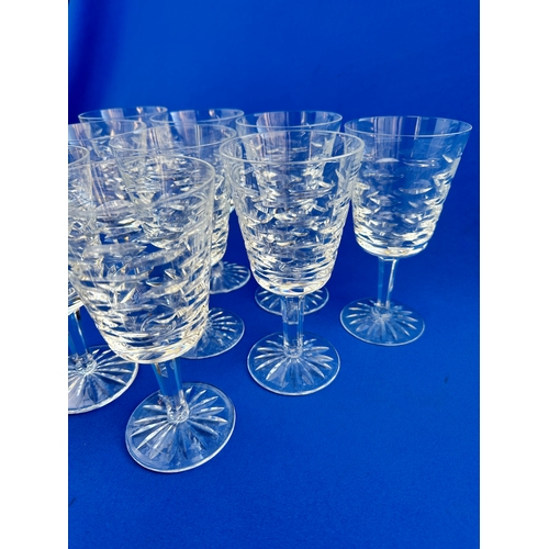 734 - Set of Nine Waterford Tralee Cut Crystal Wine Goblets