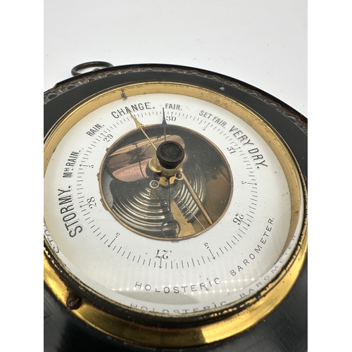 422 - Antique Holosteric Barometer, Ebonised Wooden Mount