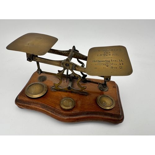 425 - Antique Postal Scales with 3 Weights