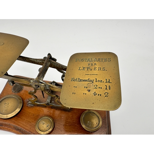 425 - Antique Postal Scales with 3 Weights