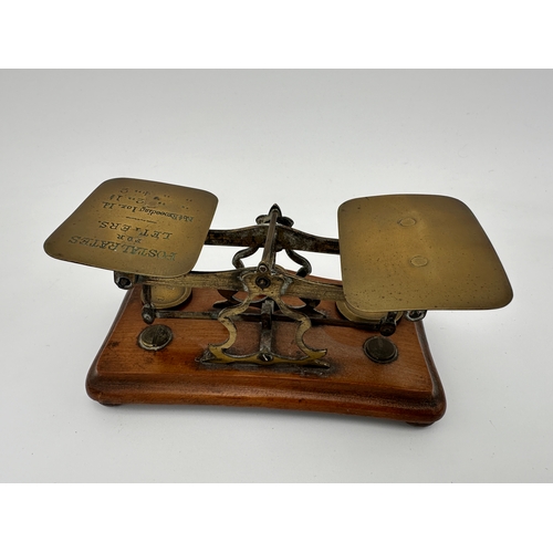 425 - Antique Postal Scales with 3 Weights