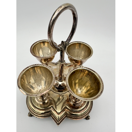 427 - Richard Richardson Silver Plated Egg Cups & Cradle