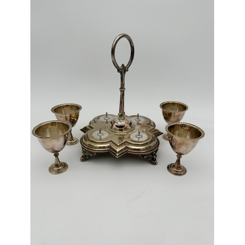 427 - Richard Richardson Silver Plated Egg Cups & Cradle