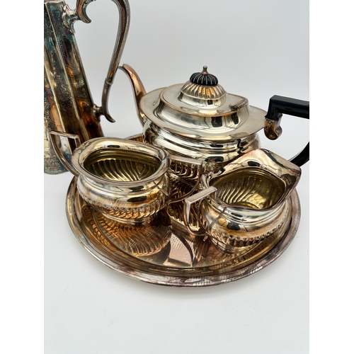 429 - Silver Plated Tea Set with Antique Silver Plated Hot Water Pot