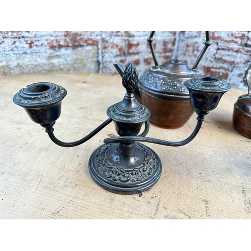 434 - Vintage Candlesticks & Copper Kettles