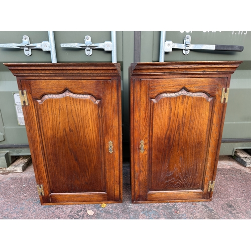 951 - Two Vintage, Lockable Wall Cabinets with Keys- 54 x 24 x 85cm