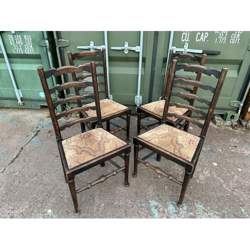 953 - Four Antique Ladderback Chairs