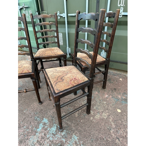 953 - Four Antique Ladderback Chairs