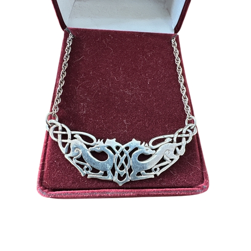 105 - Silver Danaas Necklet by Rhiannon - Sterling Silver Stag Design Necklace on 16