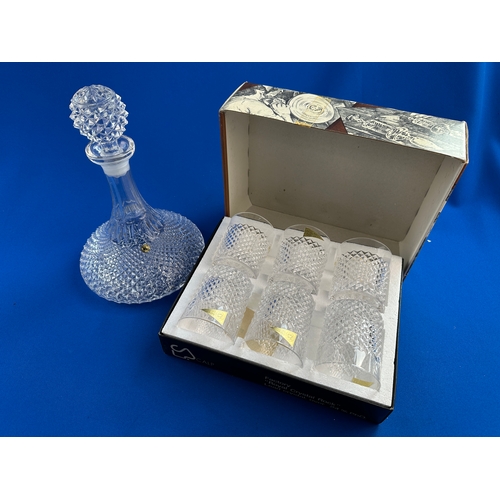 712 - Vintage As New Calp Italian Lead Crystal 'Royal Crystal Rock' Glasses and decanter