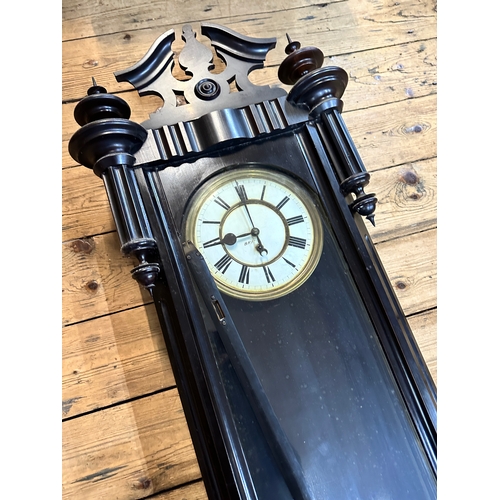 600 - Ebonised Single Weight Vienna Wall Clock - working