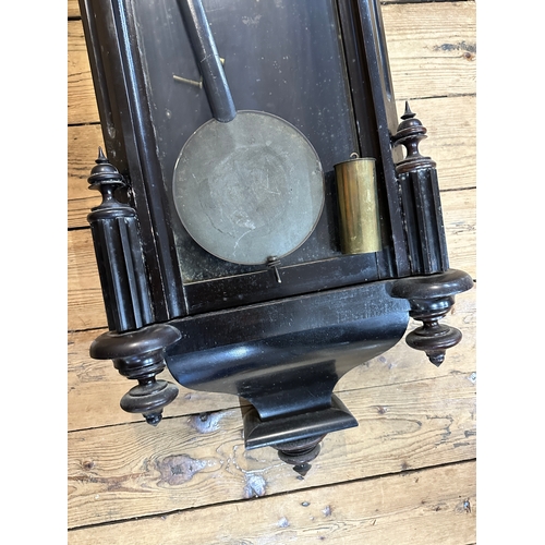 600 - Ebonised Single Weight Vienna Wall Clock - working