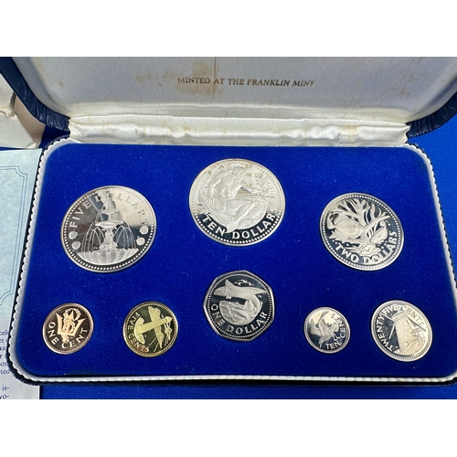 218 - The 1973 First National Coinage of Barbados Proof Set including 925 Silver $10 Coin & .800 Silver $5... 