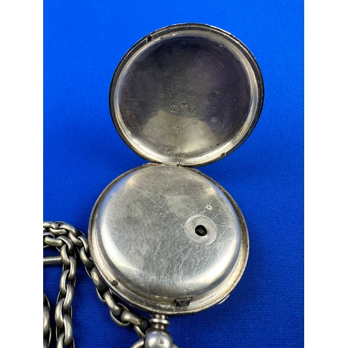 597 - Silver Pocket Watch & White Metal Chain a/f, Chester 1882 - Thomas R Russell Co.