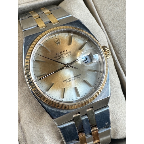 17 - Rolex Oyster Datejust 17013 1990 with BiColour Steel & Gold Strap, Box & Documents. 5035 Oyserquartz...