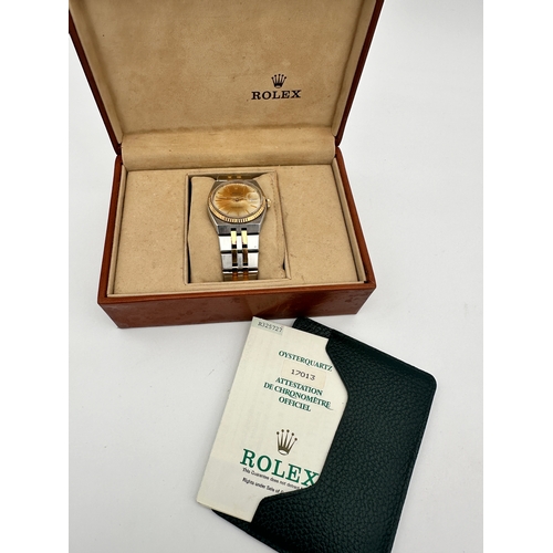 17 - Rolex Oyster Datejust 17013 1990 with BiColour Steel & Gold Strap, Box & Documents. 5035 Oyserquartz...